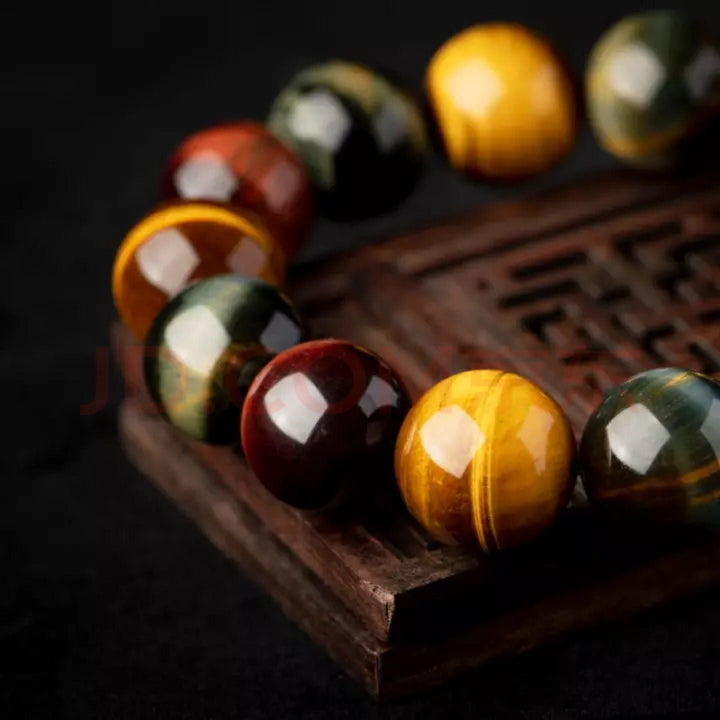 Natural Multicolor Tiger Eye Beaded Bracelet