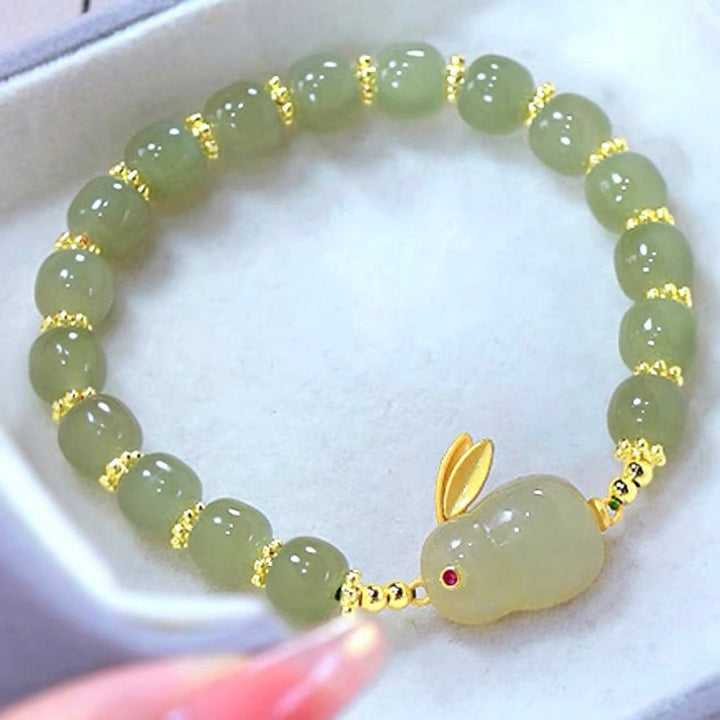 Adventure Bunny ? Emerald Jade stone bracelet