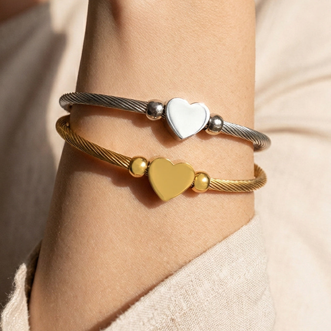 Heart Shaped Silver Bangle