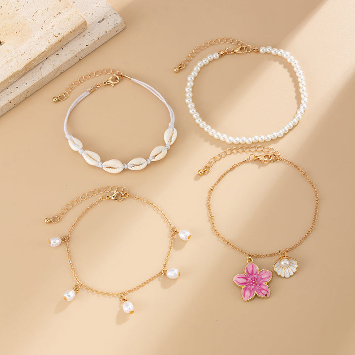 Bohemian Multi-Layer Enamel &amp;amp; Natural Charm Anklet