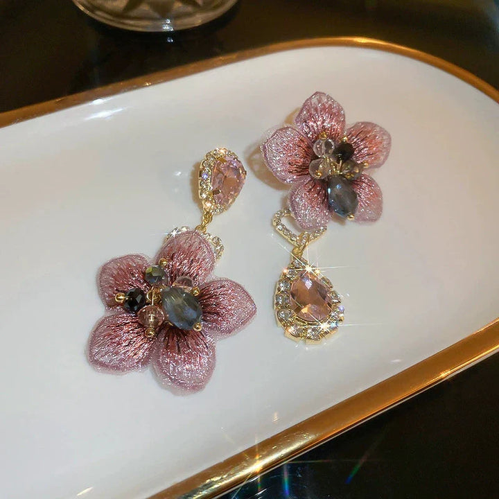 Flower crystal earrings