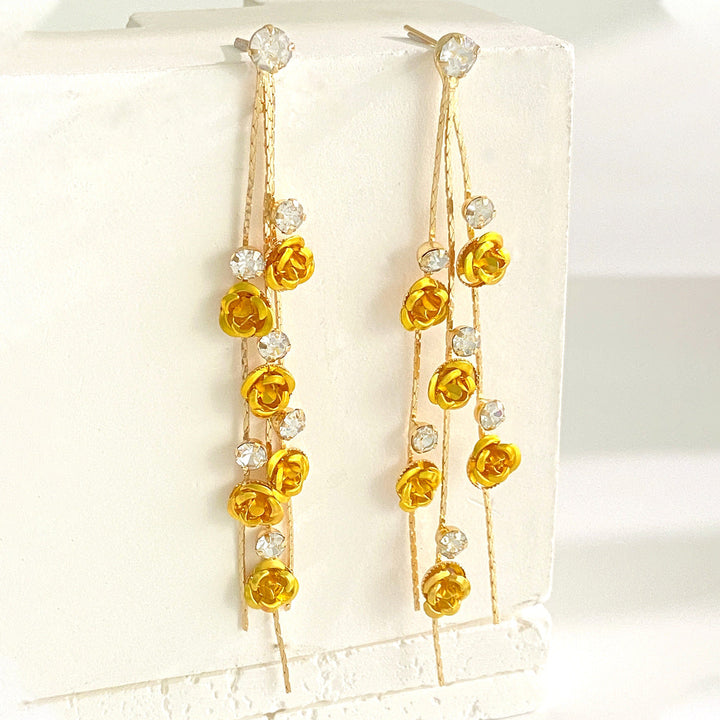 Floral Tassel Stud Earrings