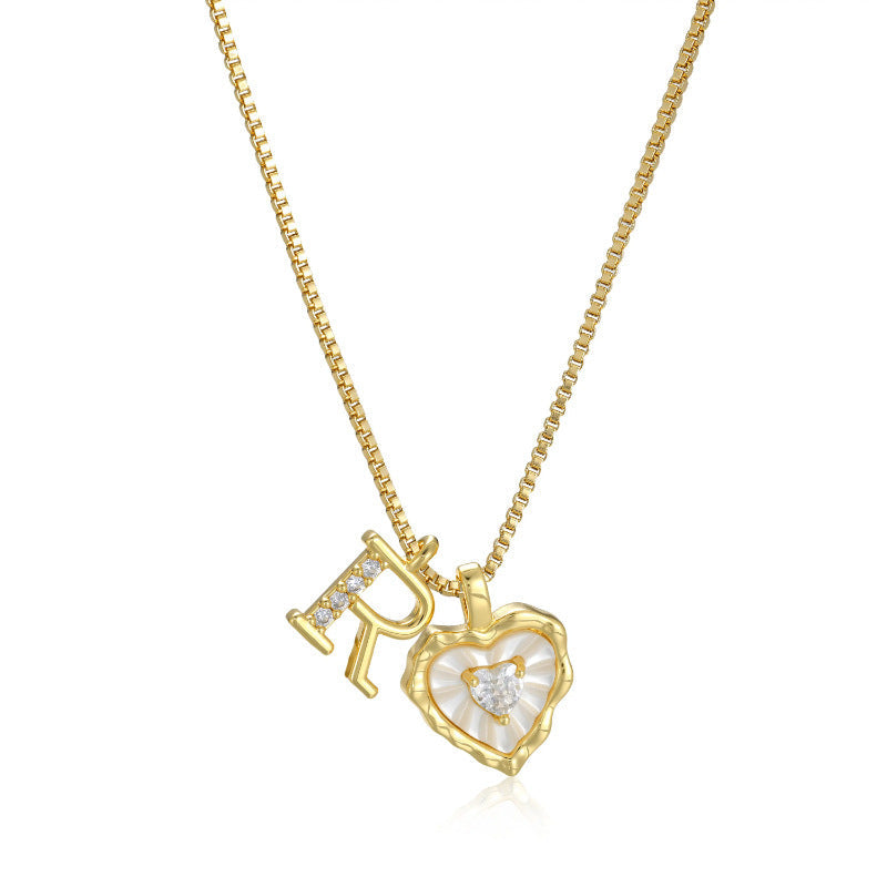 Personalized Pearl Heart Initial Necklace