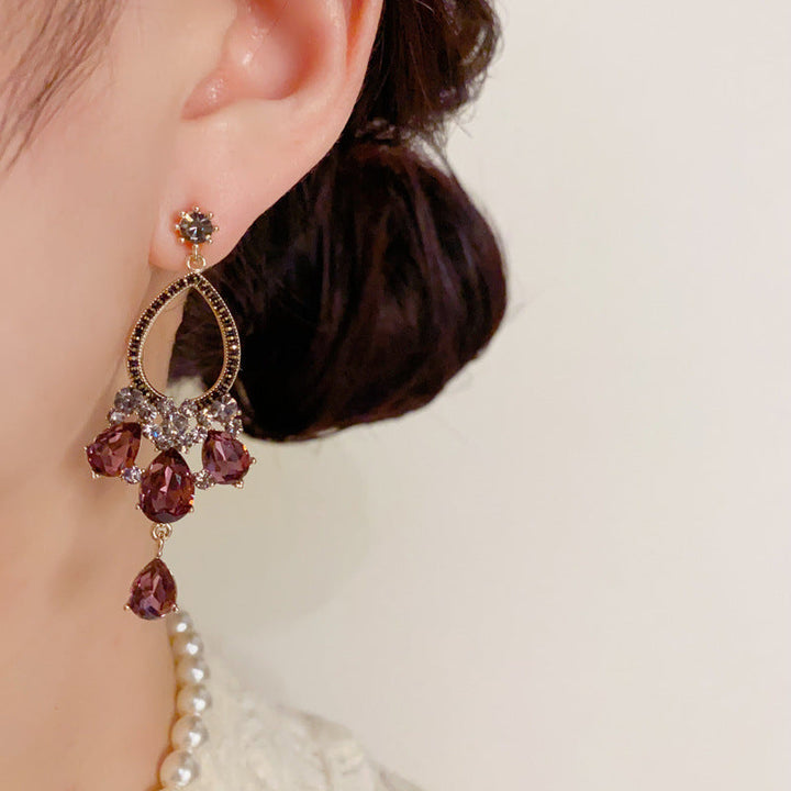 Purple Amethyst Waterdrop Tassel Earrings