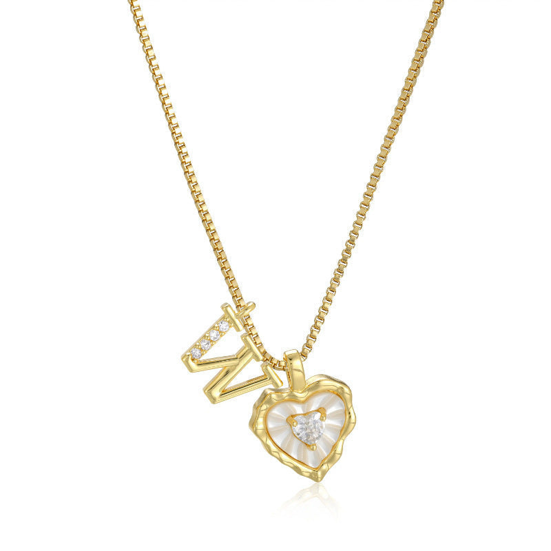 Personalized Pearl Heart Initial Necklace