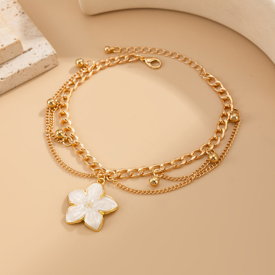 Bohemian Multi-Layer Enamel &amp; Natural Charm Anklet