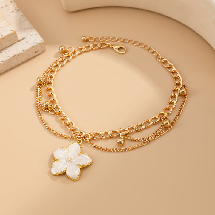 Bohemian Multi-Layer Enamel &amp;amp; Natural Charm Anklet