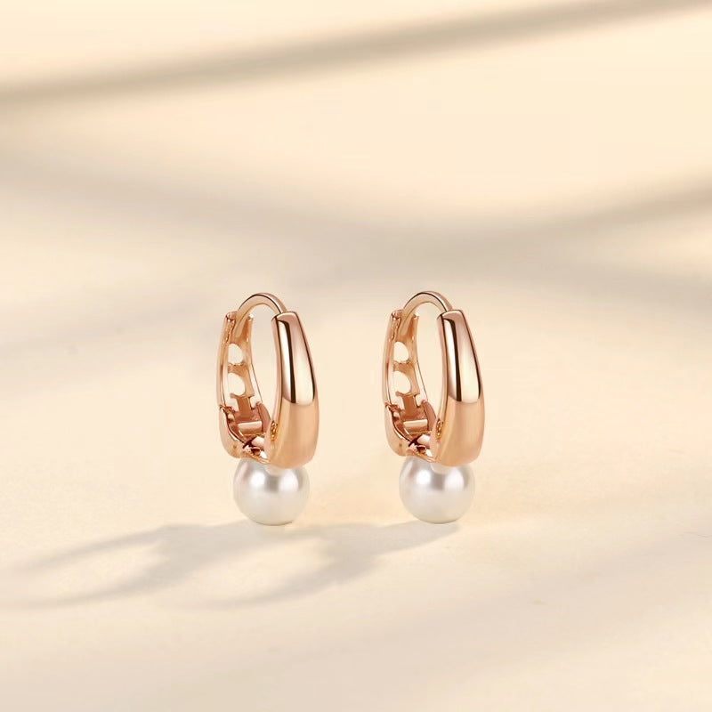 Minimal Pearl Hoop Earrings