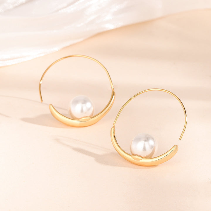 Minimalist Pearl Hoop Earrings