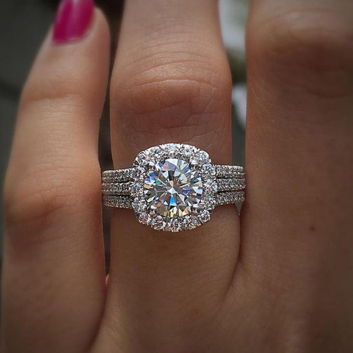Triple Pavé Halo Ring