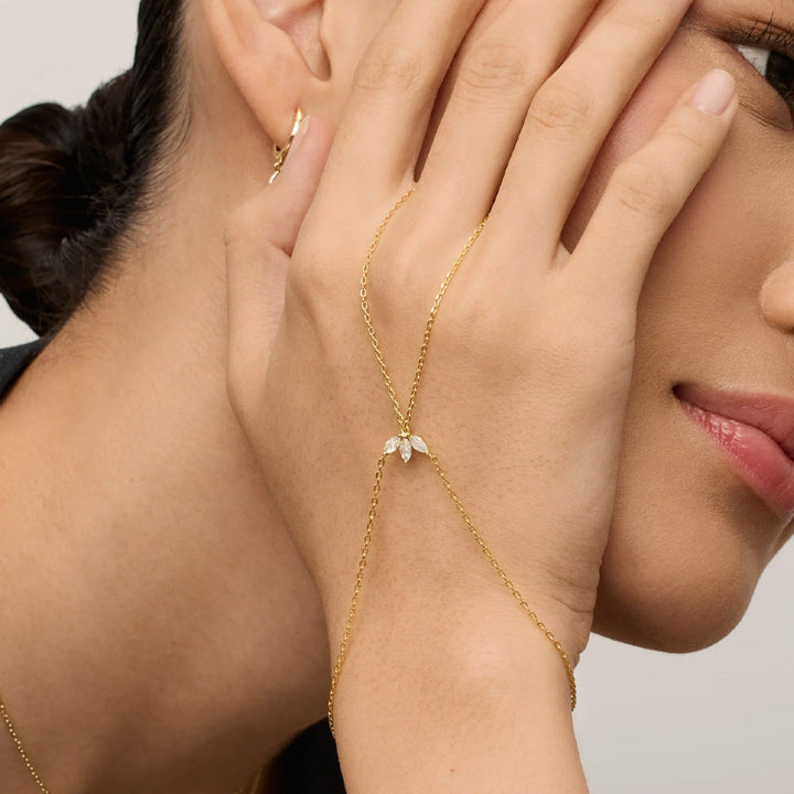 Leaf Diamond Hand Chain Bracelet