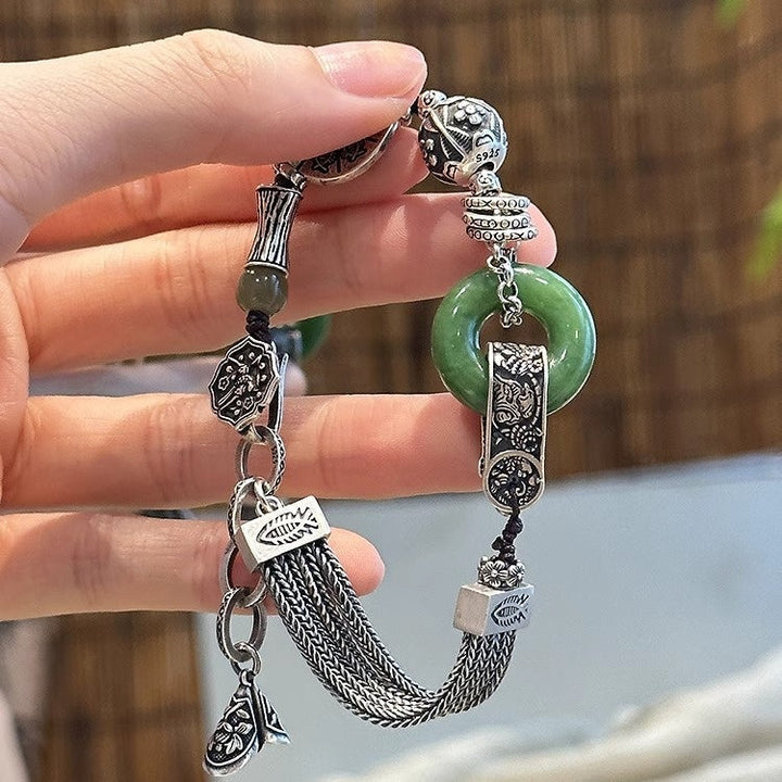 S925 silver jade peace buckle bracelet