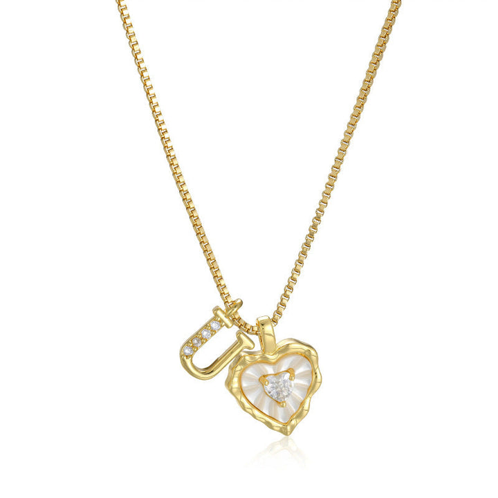 Personalized Pearl Heart Initial Necklace
