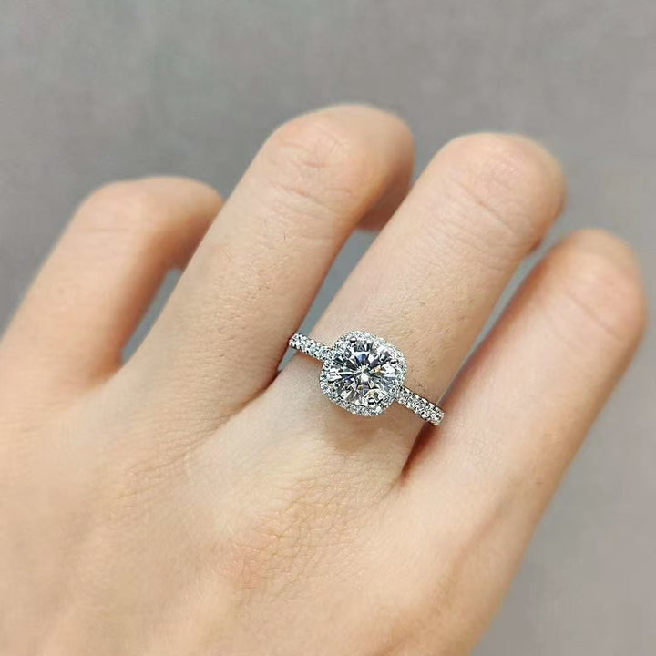 Cushion Cut Halo Moissanite Ring