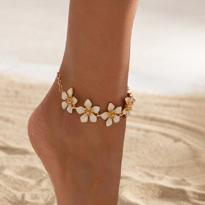 Bohemian Multi-Layer Enamel &amp;amp; Natural Charm Anklet