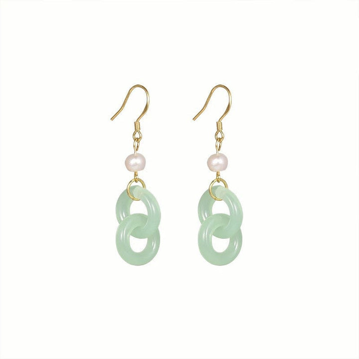 Jade Knot &amp; Pearl Earrings
