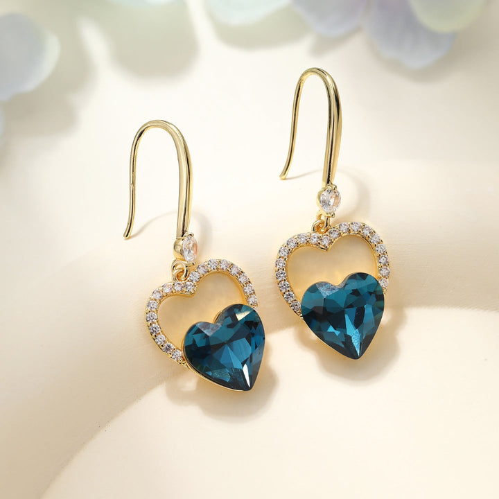 Linked Heart Crystal Drop Earrings