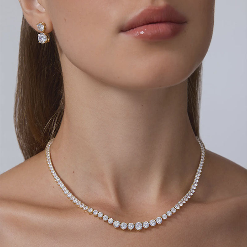 Graduated Round Gemstone Tennis Necklace
