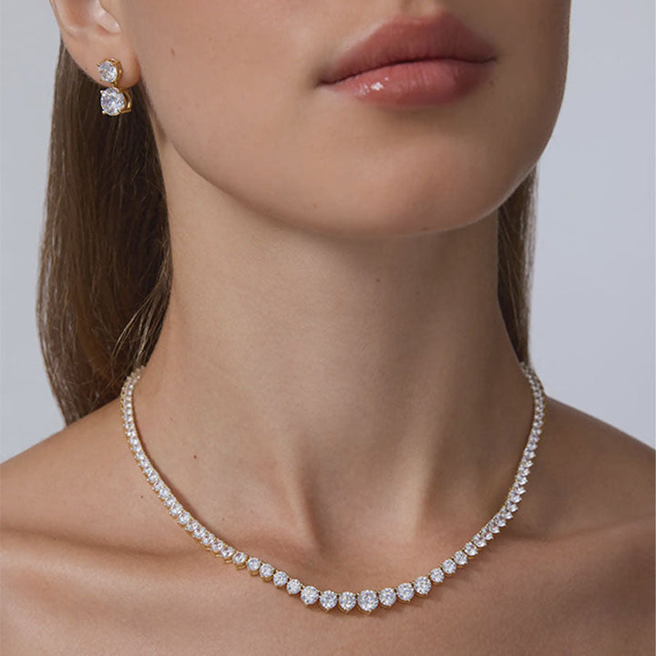 Graduated Round Gemstone Tennis Necklace
