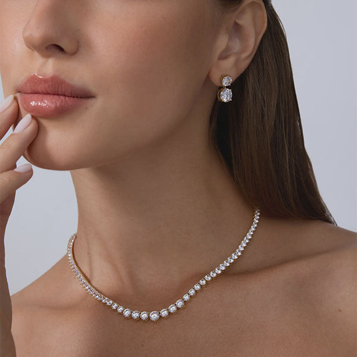 Graduated Round Gemstone Tennis Necklace