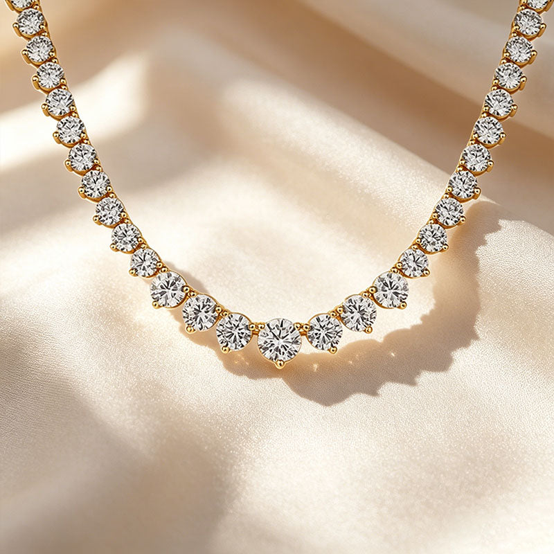Graduated Round Gemstone Tennis Necklace