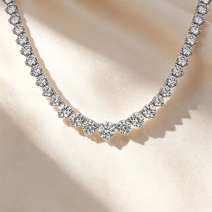 Graduated Round Gemstone Tennis Necklace