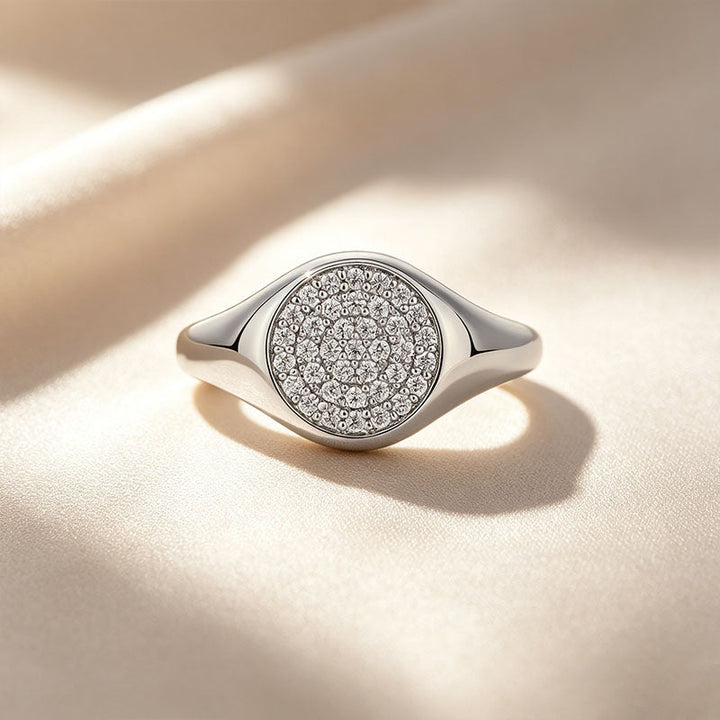 Minimalist Sparkling Pavé Round Ring