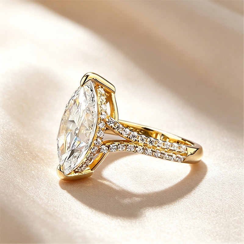 2-Prong Marquise Paved Band Ring