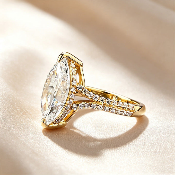 2-Prong Marquise Paved Band Ring