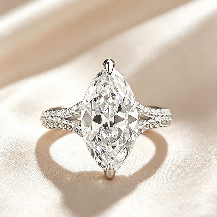 2-Prong Marquise Paved Band Ring