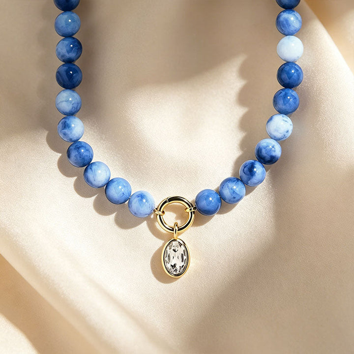 Minimalist round stone bead necklace