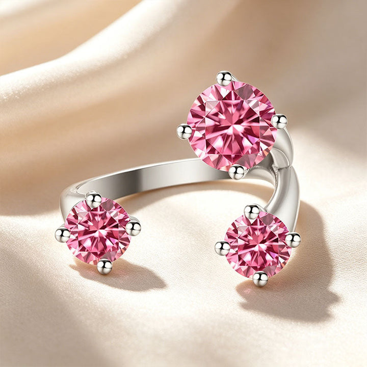 Three Stone Asymmetrical Open Ring