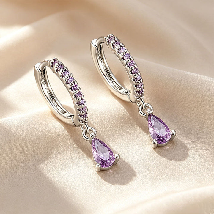 Paved Hoop Pear Earrings