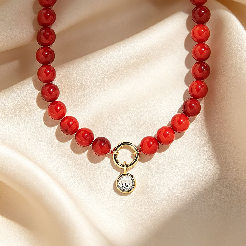Minimalist round stone bead necklace