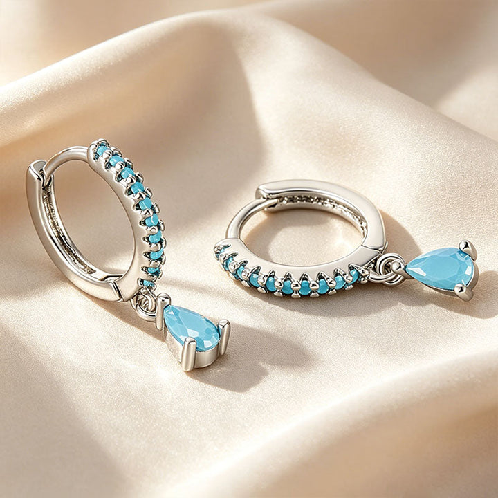 Paved Hoop Pear Earrings