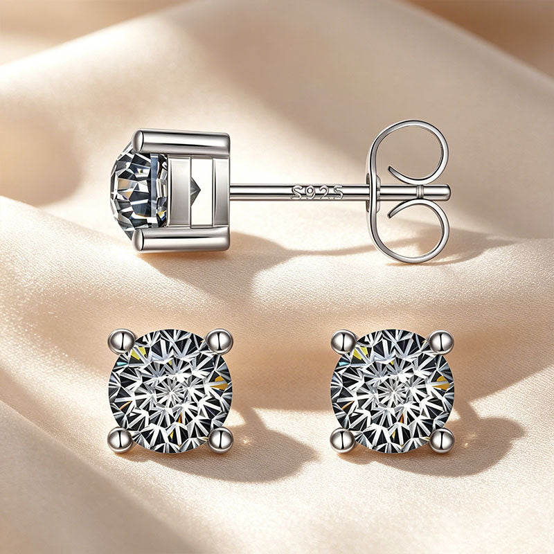 Minimalist Fireworks Cut Moissanite Stud Earrings