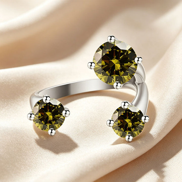 Three Stone Asymmetrical Open Ring