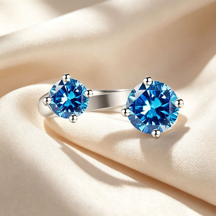 Two Stone Open Cuff Toi et Moi Ring