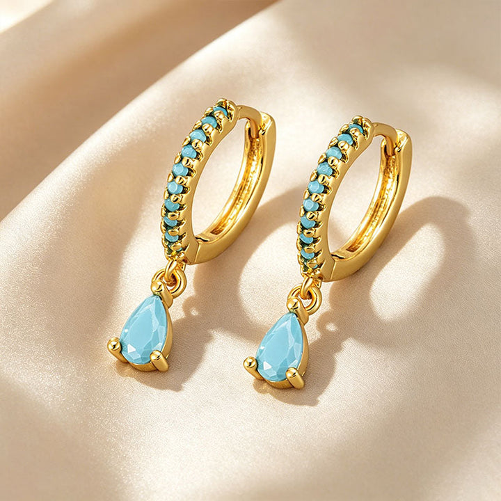 Paved Hoop Pear Earrings