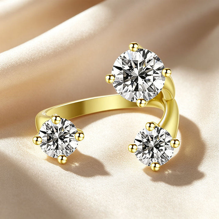 Three Stone Asymmetrical Open Ring