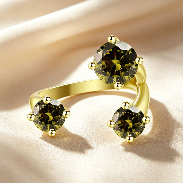 Three Stone Asymmetrical Open Ring