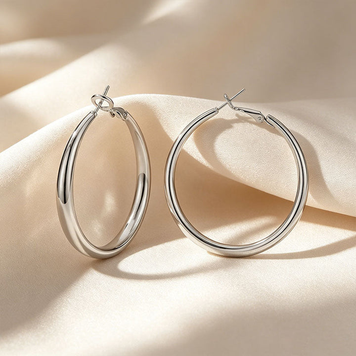 Smooth, Chunky Round Hoop Earrings