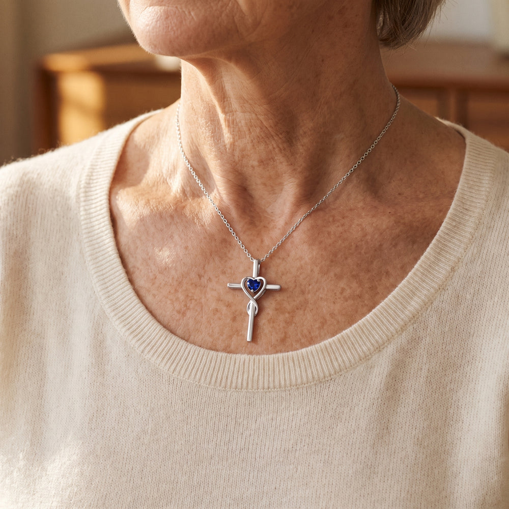sapphire-heart-stone-cross-necklace-white-gold W