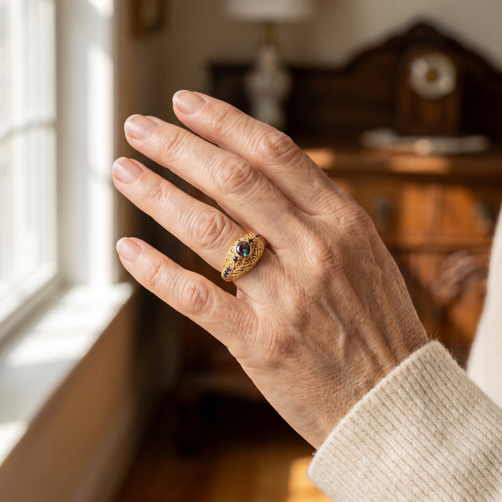 gold-opal-sapphire-vintage-ring W