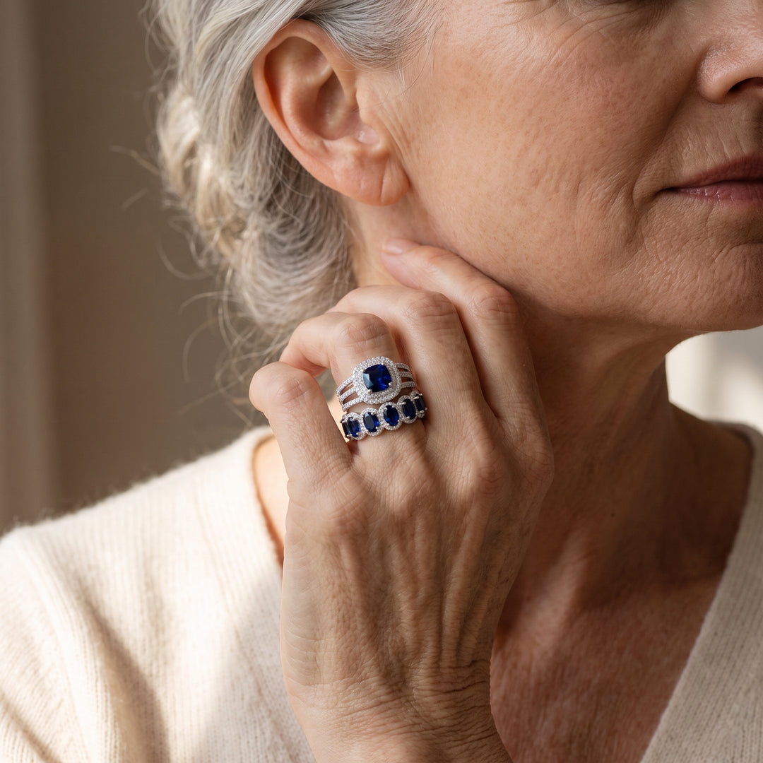 sapphire-halo-stack-ring-set W