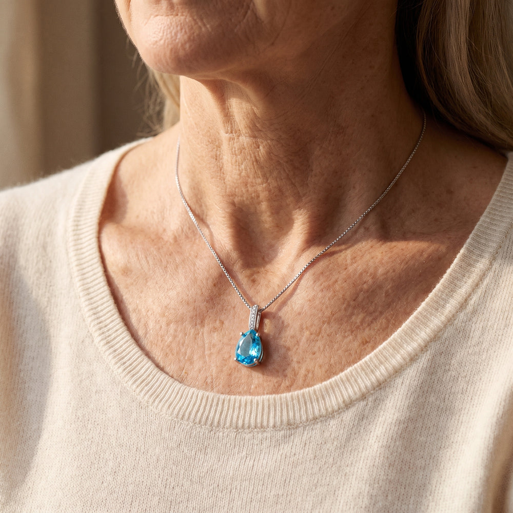 sterling-silver-water-drop-blue-pendant-necklace W