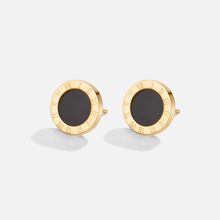 Selina – Round Earrings with a Black Center