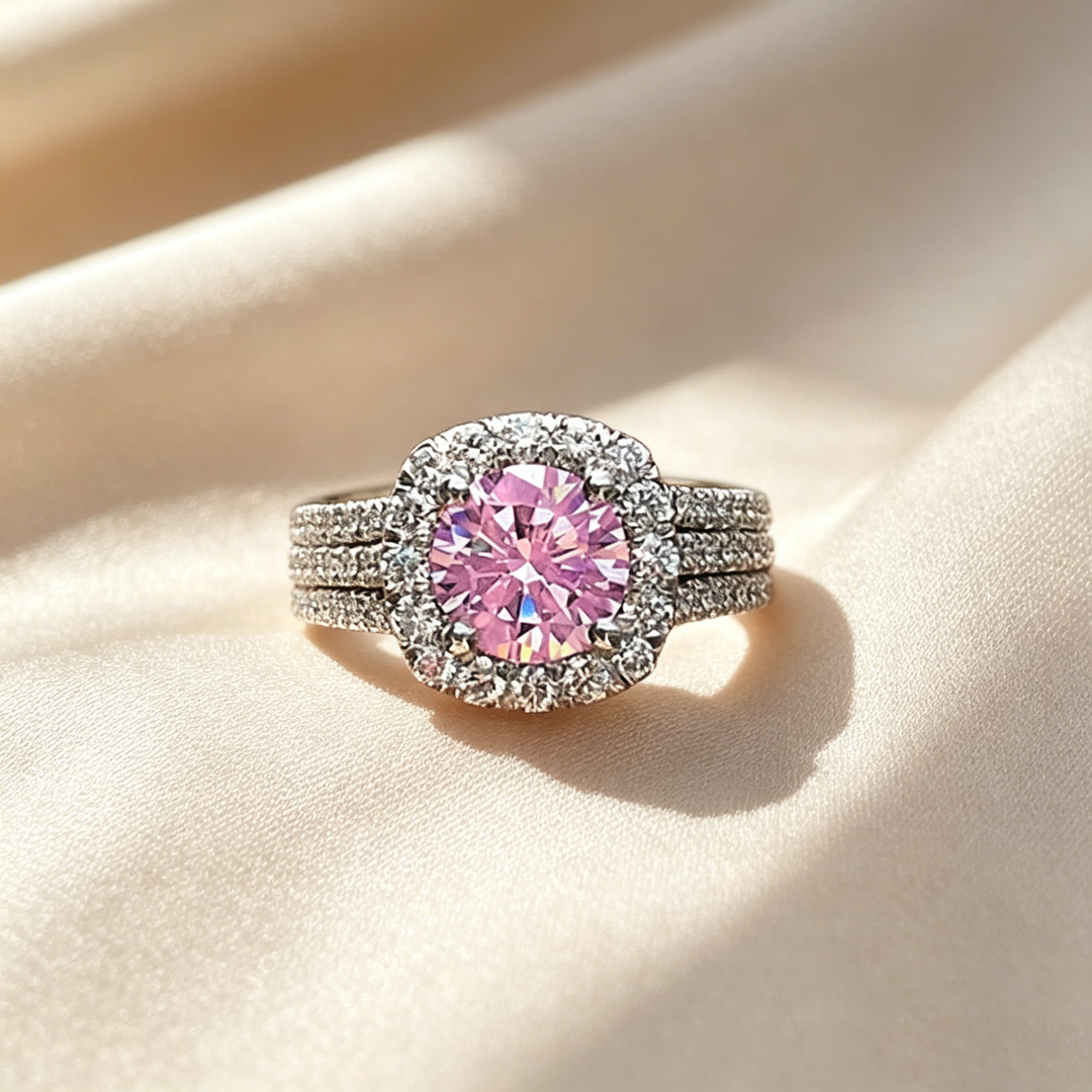 Triple Pavé Halo Ring
