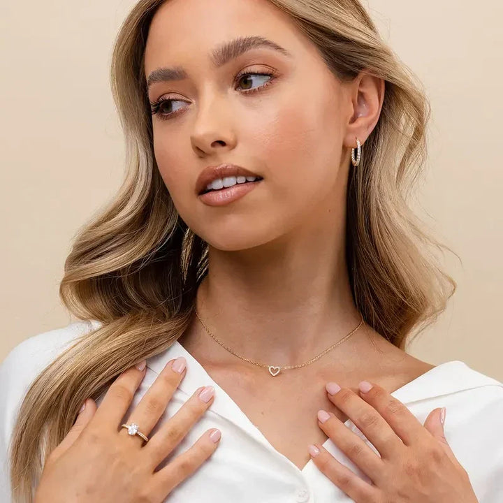 Open Heart Pavé Necklace