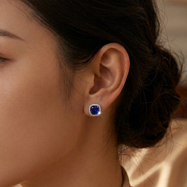 Helene White Gold Sapphire Earrings
